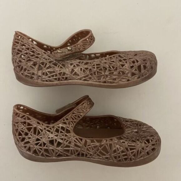 Mini Melissa + Campana Rose Gold Zig Zag Shoes Baby Girls Size 7 - Picture 4 of 10